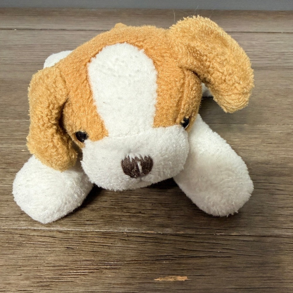 Mary Meyer Pesky Pups Puppy Tan‎ And White Plush Stuffed Animal Toy 8"